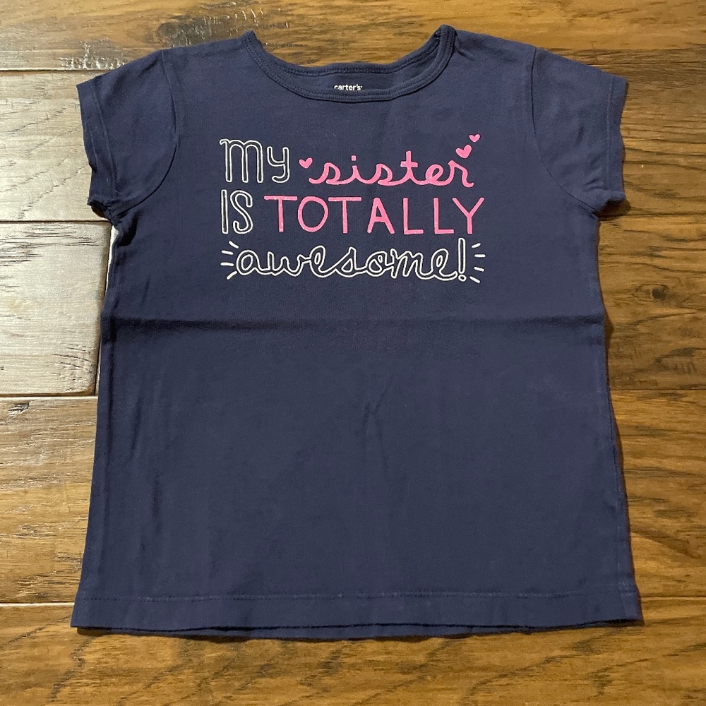 Carter's My sister is totally awesome 💕 T-shirt navy size 5